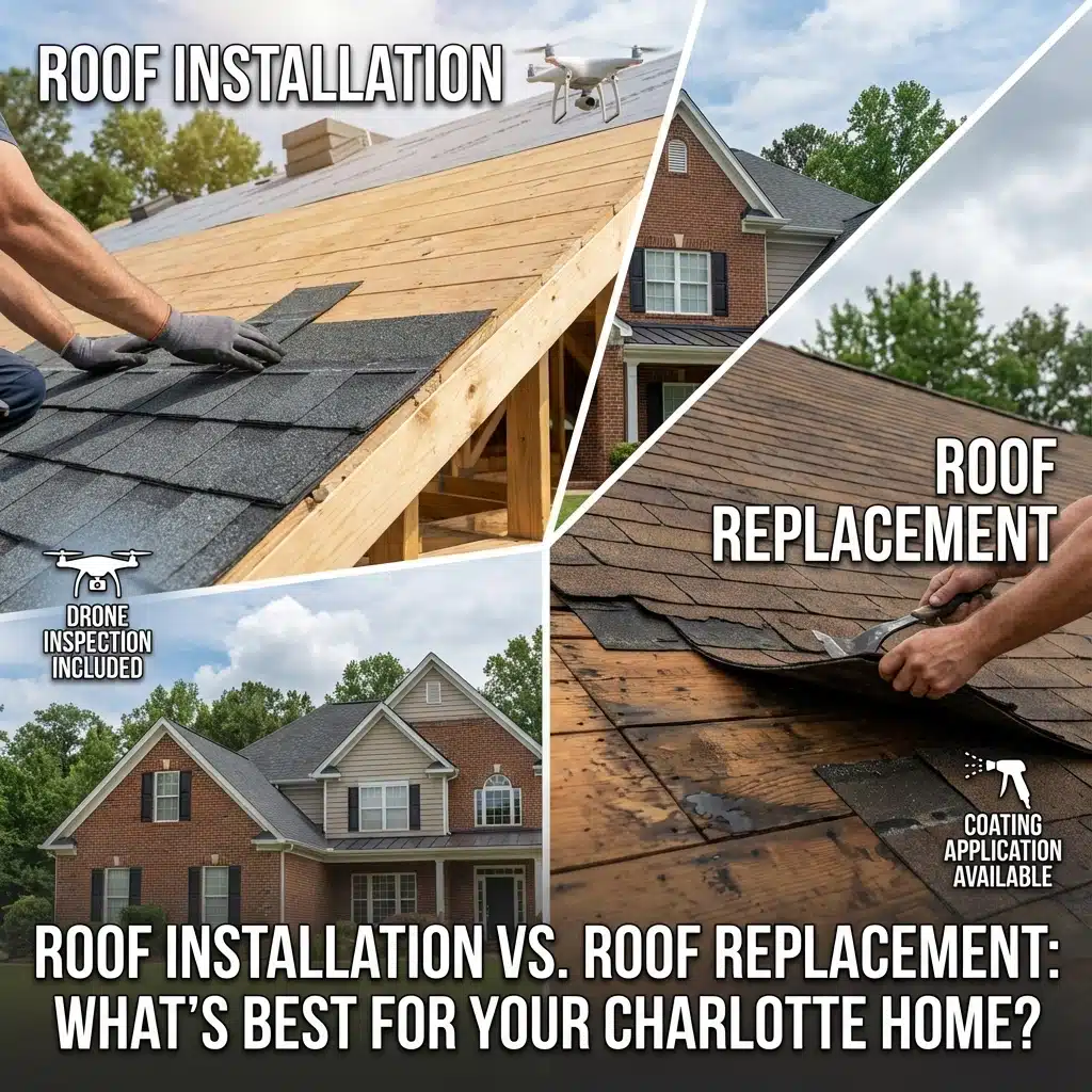 Roof Installation vs. Roof Replacement: What s Best for Your Charlotte Home? Roof Installation vs. Roof Replacement: What s Best for Your Charlotte Home?