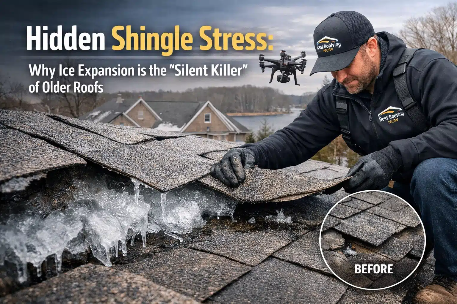 Hidden Shingle Stress: Why ice expansion is the “silent killer” of older roofs Hidden Shingle Stress: Why ice expansion is the “silent killer” of older roofs